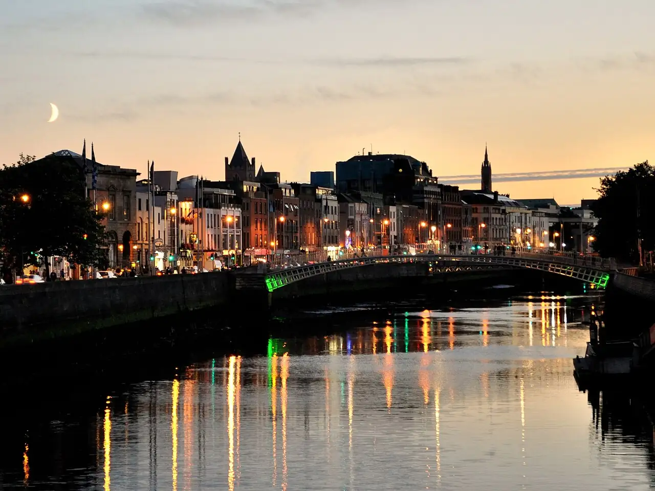 The River Liffey in Dublin at sunset